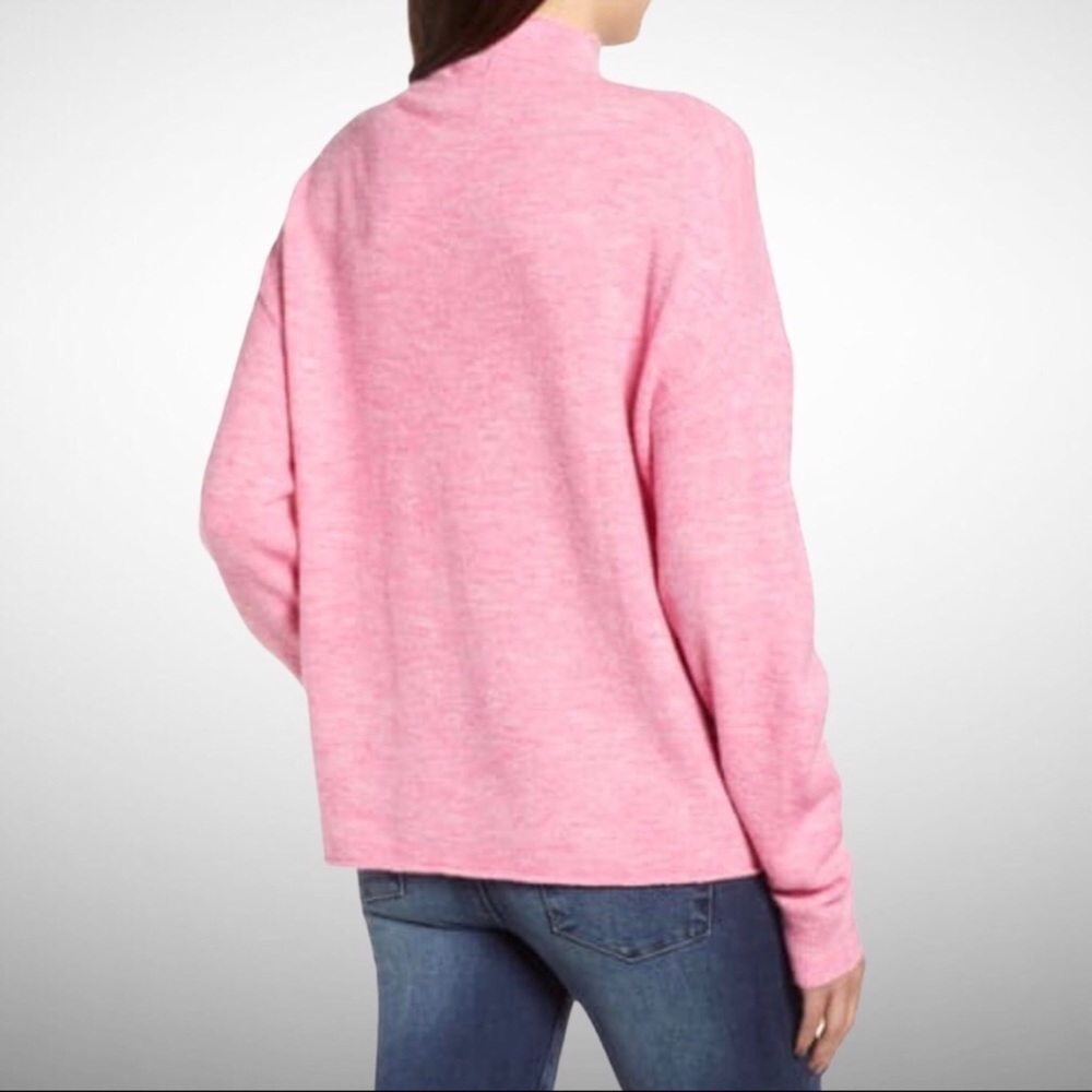 Leith Pink Cozy Mock Neck Sweater Relaxed Fit Size Medium Pink - Picture 2 of 13